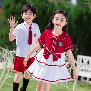 Kledingsets 2024 Design China Red Style Children Cleren School Uniform Pak Performance Kostuum Kindergangen Kids Class