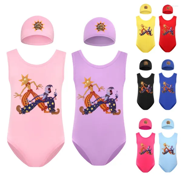 Sets de ropa 2024 Girls Cartoon Sundrop fnaf Cotton Milk Rintiverio de seda Freddie para niños Maneveless chaleco de trajes de baño Beach