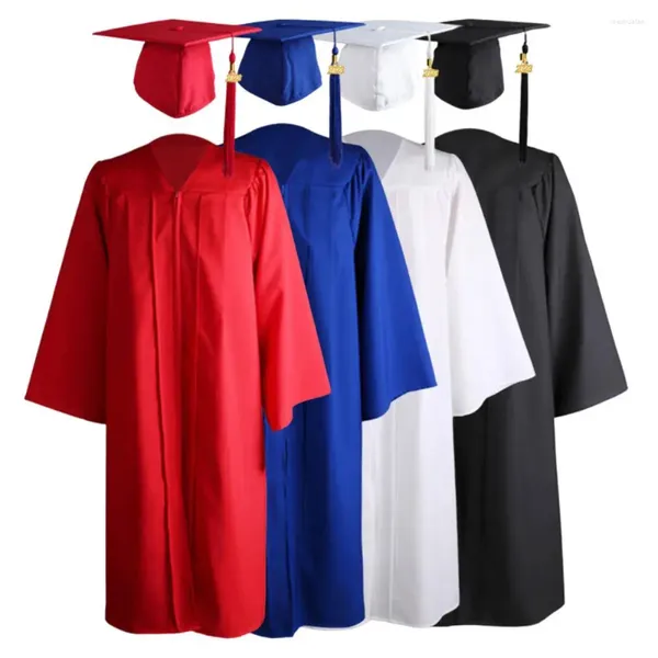 Ensembles de vêtements 2024 Bachelor Academic Dress Student Graduation Blow Chape Tassel Zipper V Costume Loose Costume