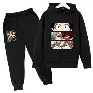 Kledingsets 2024- Kindersportkleding My Hero Academia Baby Boy Meisjes Mode Anime Suits Cartoon Hoodie Trui Broek