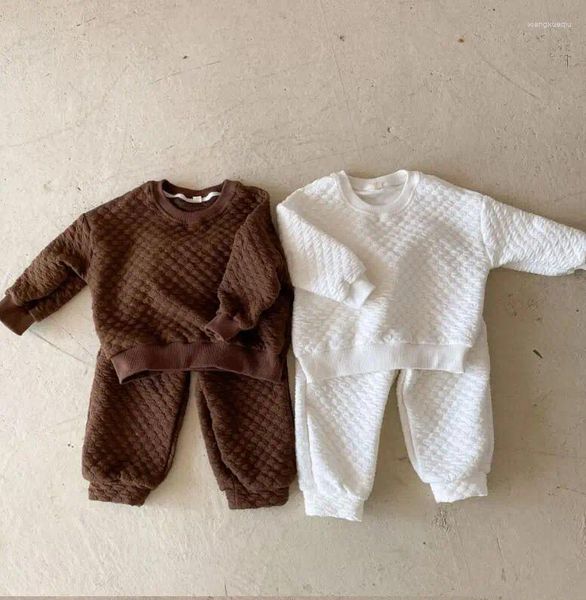 Ensembles de vêtements 2024 Korea Style Girls Boys 2 PCS Set épaississeur Sweat-shirt long Pantalon d'hiver Coton Kids Suit 1 à 8 ans A969