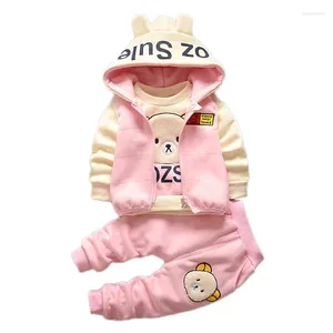 Ensembles de vêtements 2024 Rushed bébé Noël dessin animé automne hiver chaud sweat-shirt pantalon 3pcs infantile enfants enfants costume de sport vêtements