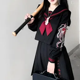 Ensembles de vêtements 2024 Écoliers broderies Uniforme à manches longues Top Classe Japonais Vêtements de marin pour les étudiants Anime cos Women S-XL