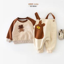 Ensembles de vêtements 2024 Printemps Autumn Baby Girls Boys Romper and Sweatshirts Tenues Born sans manches en coton doux