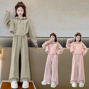 Ensembles de vêtements 2024 Spring Autumn Children Sport Kids Girl Vêtements 2pcs Set Zipper Sweat Sweatshirt larges Pant de jambe Ligne