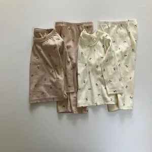 Conjuntos de ropa 2024 primavera bebé estampado floral pijamas traje niña niños algodón tops pantalones pijamas 2 unids niño niño moda ropa de dormir conjunto