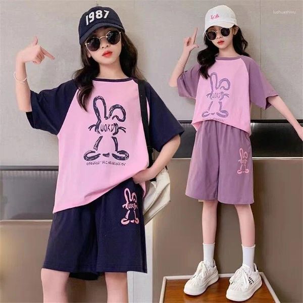 Sets de ropa 2024 Spring Children Set Clothing Chicas Situtas casuales Camiseta Camiseta sudadera con capucha de tobillo Pantalones para niños adolescentes 5 a 12 años