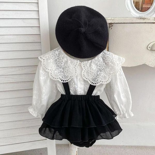 Ensembles de vêtements 2024 printemps style coréen infantile bébé filles ensemble chemise en coton à manches longues combinaison vêtements nés costume