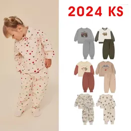 Ensembles de vêtements 2024 printemps ks enfants garçons filles vêtements dessin animé imprimé sweat-shirt de cerise