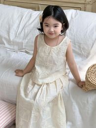 Ensembles de vêtements 2024 Styles Girls 2pcs Set Lace Shirt Jirt Spring cosits Kids Vêtements 1 à 8 ans