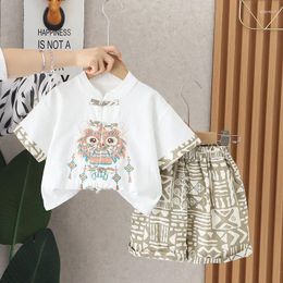 Ensembles de vêtements 2024 Summer Baby Boutique Set Cost For Kids Boys Chinese Style Dragon broderie Shirts et shorts à manches courtes