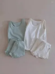 Ensembles de vêtements 2024 Été Baby Sleeve Shevel Set Infant Boy Girl Girl Gif Shorts 2pcs Cotton Toddler