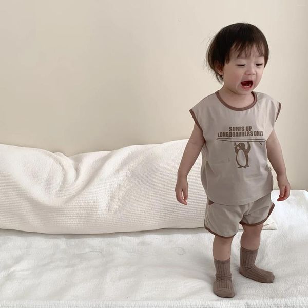 Ensembles de vêtements 2024 Été Baby Souples Set Set Infant Boy Cartoon Print T-Shirts Shorts 2pcs Suit Toddler Cotton Casual Outfits