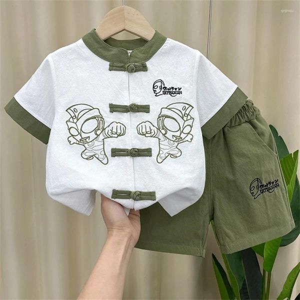 Ensembles de vêtements 2024 Summer Chinois Style Baby Vêtements Suit Fashion Boy T-shirt Shorts 2PCS / Set décontracté 4-12 ans