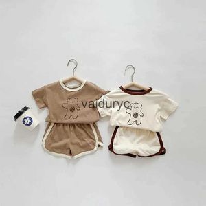 Ensembles de vêtements 2024 Summer Kids Baby Vêtements Ensemble de vêtements de dessin animé et short 2 PCS pour garçons et filles Toddler T-shirt Suit H240429