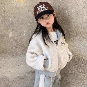 Ensembles de vêtements 2024 hiver filles décontracté épais chaud 2 pièces costume bébé enfants enfants sport ensemble coréen style manteau pantalon