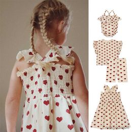 Ensembles de vêtements 23 Summer New Children's Same Love Series Cotton Strap Dress Escalade Suit Fly Sleeve T-shirt