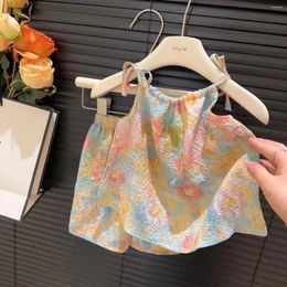 Conjuntos de ropa 2 unid/set niños niña moda estilo bebé Sling Set verano fino suelto niños camisola pantalones cortos traje niñas trajes