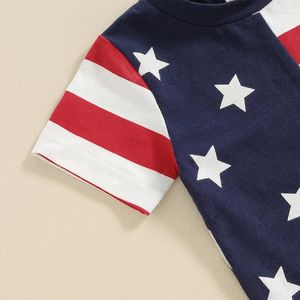 Ensembles de vêtements 2 pièces pour bébés garçons, tenue du 4 juillet, t-shirt imprimé drapeau américain et short décontracté, ensemble de vêtements d'été pour tout-petits