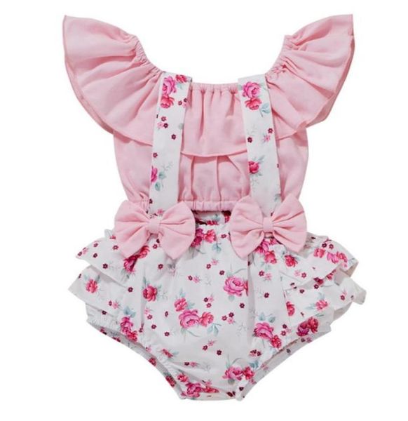 Ensembles de vêtements 2pcs Baby Girl Clothes Set Nor Born Born Infant Ruffle Short Sleeve Tops Floral Stripe Stophing Tengs for Toddler D301923889