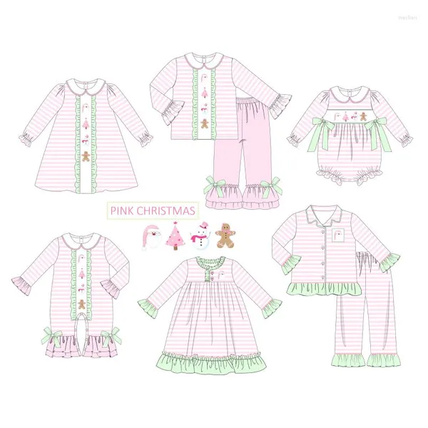 Ensembles de vêtements 2 pièces bébé filles vêtements pur coton tenues Santa broderie motif Floral pantalons longs enfants Boutique