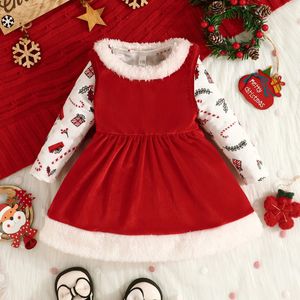 Conjuntos de ropa 2 unids Baby Kid Black Chrismas Party Cosplay Romper Dress Girls Performance Stage Dance Wear Traje Conjunto Ropa 231010