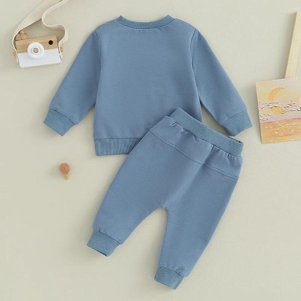 Conjuntos de ropa 2 uds. Ropa para bebés recién nacidos, ropa para niños pequeños, sudadera de manga larga sólida, pantalones para correr, conjunto de trajes de otoño e invierno