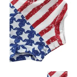 Ensembles de vêtements 2pcs garçons drapeau américain imprimé t-shirt short en jean ensemble pour 4ème de célébration de JY Drop Livraison bébé enfants maternité Dhbrp