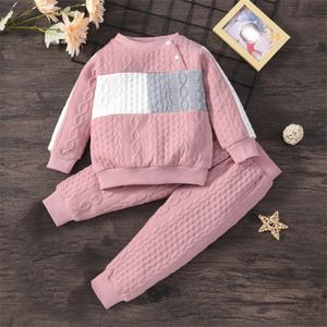 Conjuntos de ropa 2 unids niños color sólido manga larga imitación tejido bebé niños niñas trajes de invierno para 1-6 años 221028