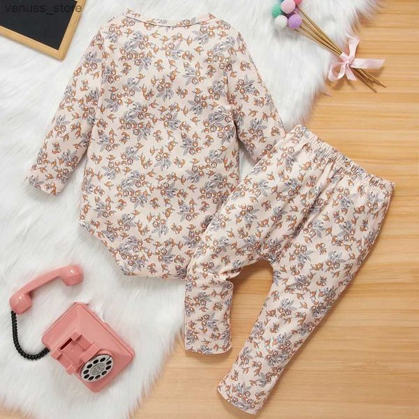 Ensembles de vêtements 2pcs NOUVEAU-NÉBORNE fille bébé manche à manches longues Pantalons imprimées bébé ensemble mignon tissu confortable 0-2 ans