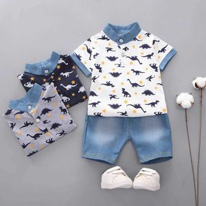 Ensembles de vêtements 2pcs / set Summer Baby Boys Garçons à manches courtes Dinosaure Top de chemisier + short Enfants Tenues décontractées Ensembles pour 1-4yl2405