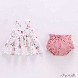 Kledingsets 2 stks/set zomer dunne pasgeboren babykleding voor meisjes set print mini jurk en shorts baby outfit 6-24 maanden