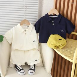 Ensembles de vêtements 2pcs Set Toddler Children Boys 'Polo Short Short Sleeve Top sur le revers Collier Casual Short Pantal