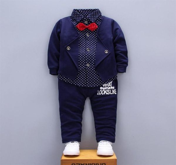 Ensembles de vêtements 2 pièces printemps enfant bébé garçon vêtements Gentry ensemble fête formelle baptême mariage smoking noeud costume 12 mois 2 3 4 ans C04812552