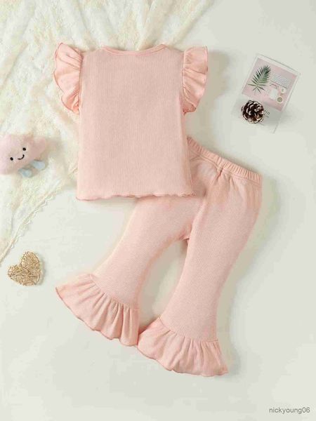 Ensembles de vêtements 2pcs Summer Cotton Girls Tops à manches courtes Pantalons longs Vêtements confortables Homewear Sportswear Meilleur cadeau mignon pour bébé