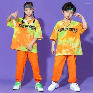 Ensembles de vêtements 2pcs Vêtements de danse des filles d'été Hip Hop Jazz Performance Performance Casual Wear Anniversaire Gift Orange Set