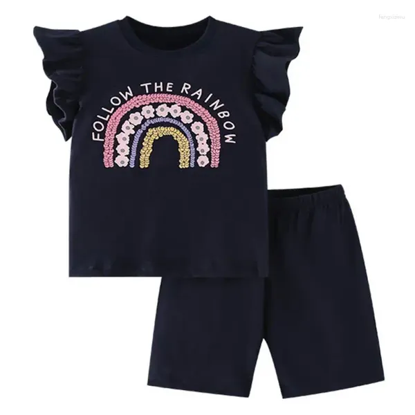 Vêtements de vêtements 2pcs d'été enfants mignons imprimées t-shirts sans manches