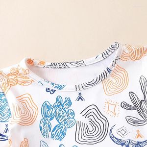 Ensembles de vêtements 2pcs pour tout-petit bébé fille d'été tenue de vache imprimé à manches courtes t-shirt topp