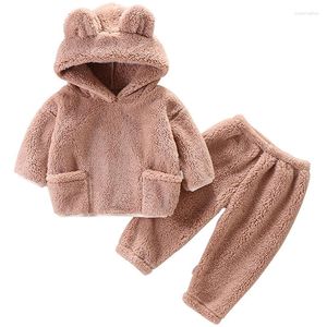 Ensembles de vêtements 2 pièces automne hiver enfants vêtements fille garçons tenue polaire chaud mignon hauts à capuche pantalons bébé Boutique de luxe BC080