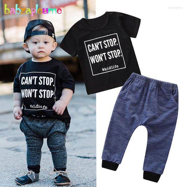 Ensembles de vêtements 2 pièces bébé garçons tenues enfant en bas âge vêtements d'été pour enfants porter mode décontractée noir T-shirt pantalon enfants BC1442