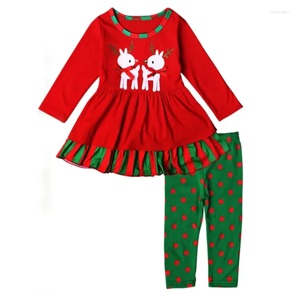 Conjuntos de ropa 2 piezas ropa de Navidad traje de niñas dibujos animados lindo ciervo manga larga bebé Tops pantalones de punto niños Boutique BC1092