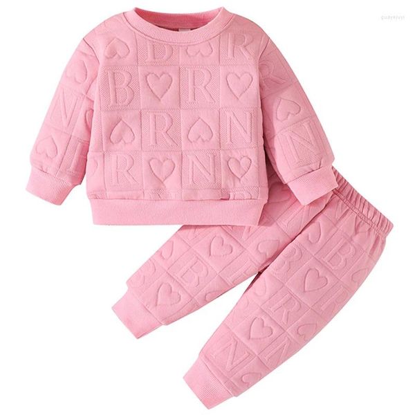 Ensembles de vêtements 2 pièces Born Girls Né Vêtements coréens Cute Cute Lettre à manches longues Pantalons Baby Luxury Toddler Boutique Tenues BC1786