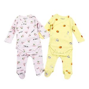 Kledingsets 2 -piepen/set kleding geboren set set set set herfst katoen massief bodysuit footed pants baby girl outfit baby jongens kledingclothing