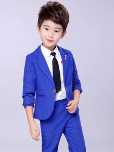 Kleding Sets 3-15Y Kinderen Blazer Pakken Lente Herfst Jongens Lange Mouw Jas Broek 2 Stuks Effen Slanke Mode Jurk Kinderen outfits Hw69