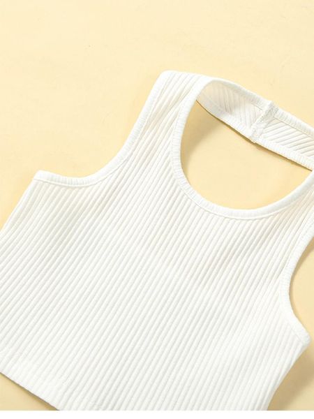 Conjuntos de ropa 3-8Y Niños Niñas Ropa de verano Conjunto Bebé Sin mangas Halter Tank Tops Pantalones cortos con cinturones Trajes Niños Casual Streetwear