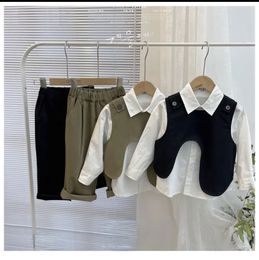 Conjuntos de ropa 3 PCS Set Spring Boy Chaleco casual Top Pantalón Niño Niños Bebé Niño Niño Corea Diseñador Ropa 2 10 años 230909