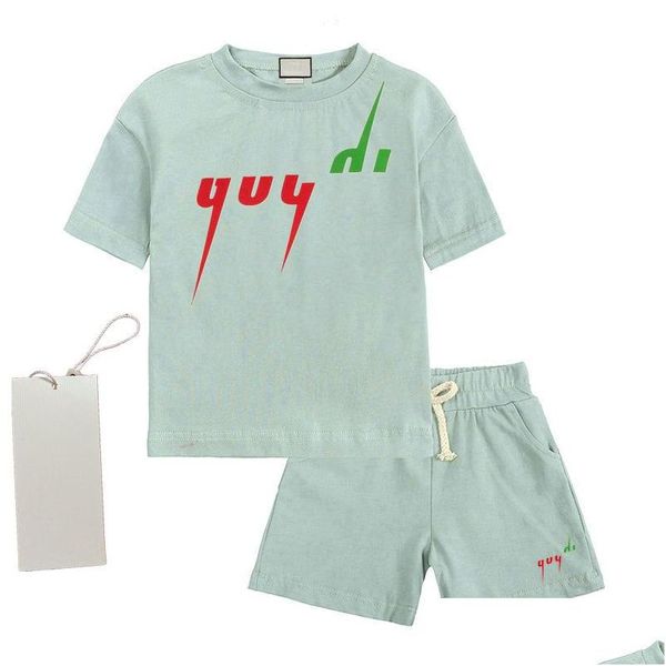 Conjuntos de ropa 3 estilos Diseñador Bebé Conjuntos de ropa de verano Niños Babys Boy Girl Camiseta y pantalones cortos 2 PCS Trajes Trajes de chándal de moda Dhekx