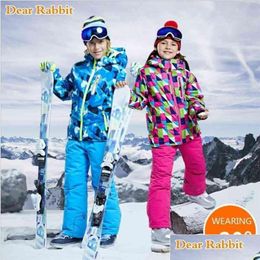 Conjuntos de ropa 30 grados Conjunto para niños Niños Niña Niños Snowboard Traje de esquí Impermeable Deportes al aire libre Chaqueta Ropa Traje de nieve Adolescente 210908 Dhxsq