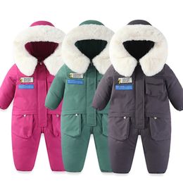 Conjuntos de ropa -30 grados invierno bebé traje de nieve más terciopelo bebé mono niños monos cálidos niños conjunto impermeable espesar chaqueta para niños 1-5 años 231218