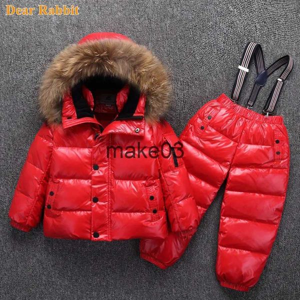 Ensembles de vêtements -30 degrés Russie hiver Ski combinaison enfants vêtements garçons filles Sport costume enfants vêtements de neige vestes manteaux bavoir pantalon imperméable J231020